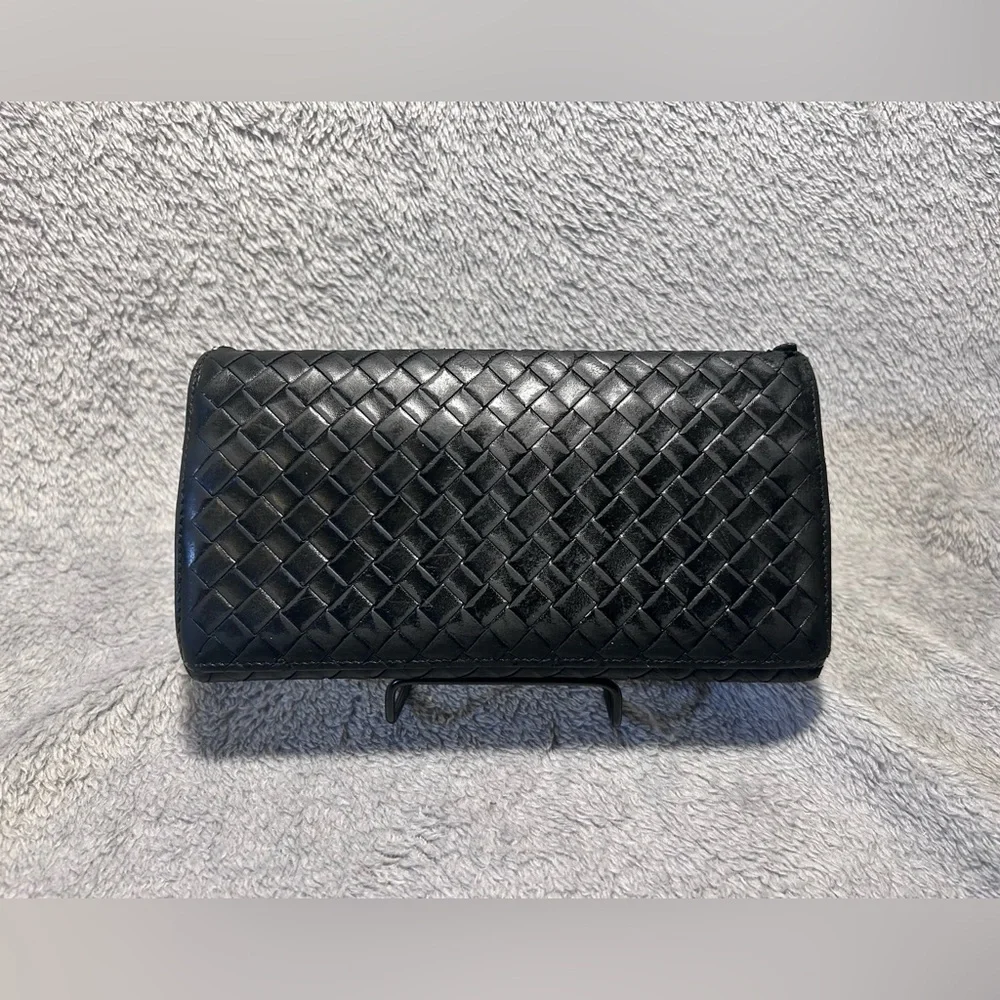 Bottega Veneta Y2K Black Leather Long Wallet - Picture 1 of 14